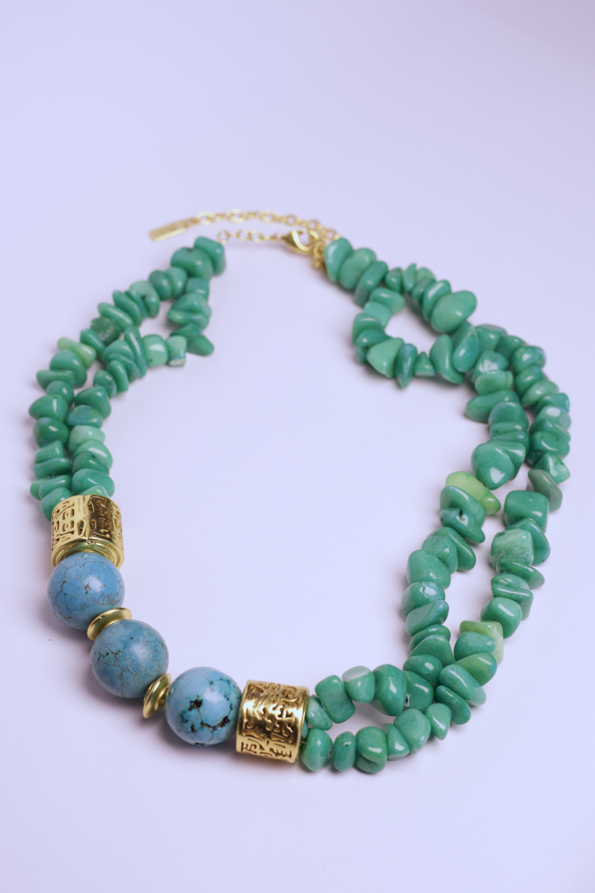 Collar bolas turquesa