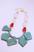 Collar Coral Cuarzo y Turquesa