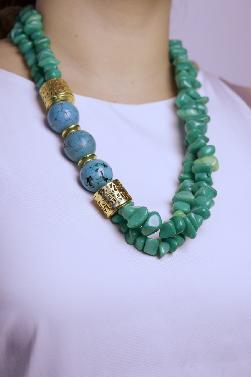 Collar bolas turquesa