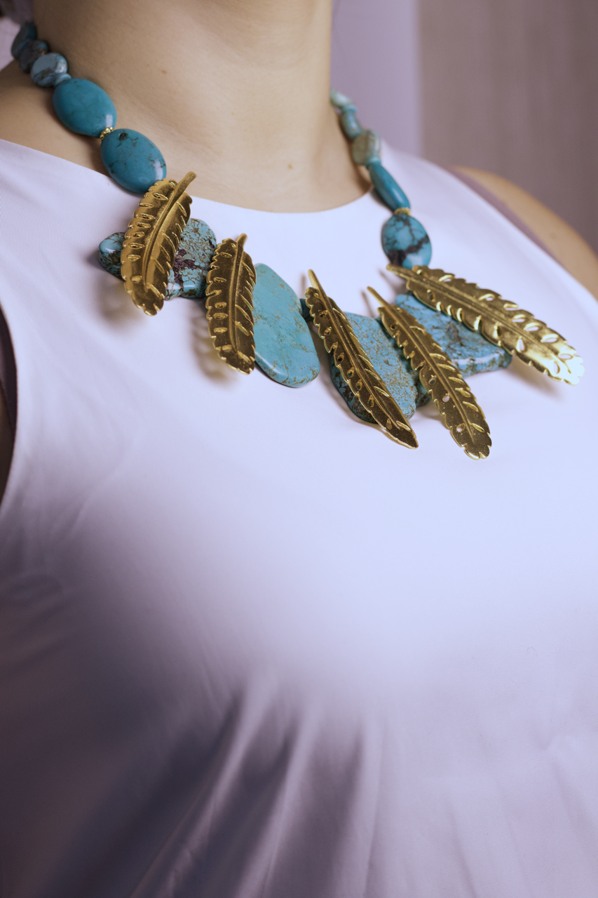 Collar Turquesa Hojas