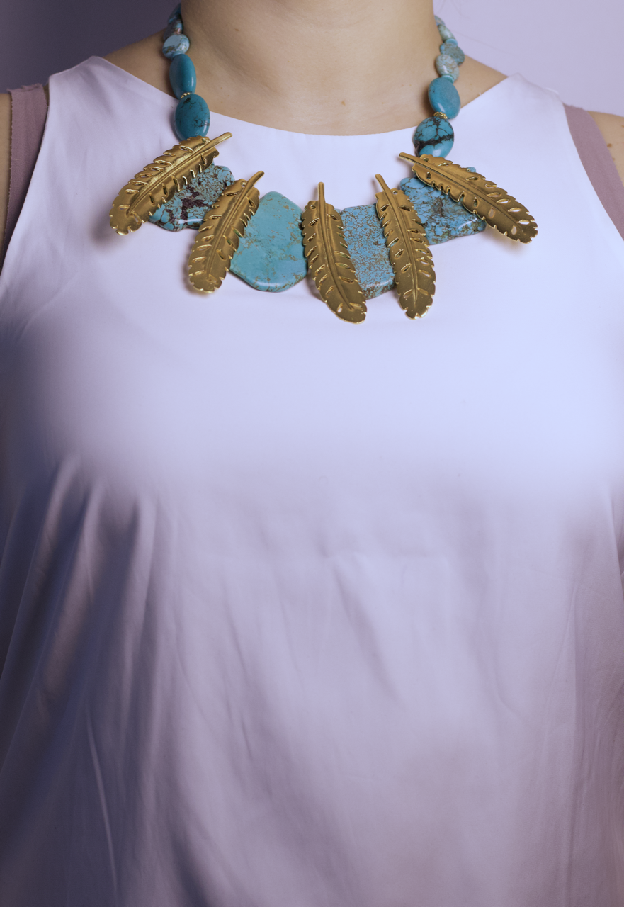 Collar Turquesa Hojas